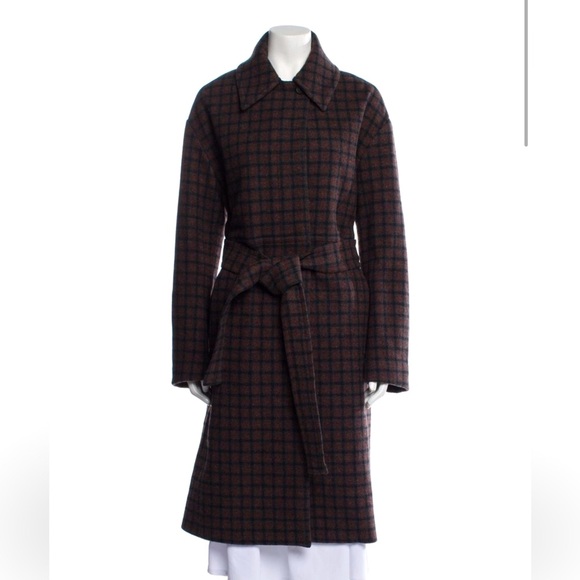 VINCE PLAID PRINT COAT Vince Coat
Black 
Long
Slit Pockets & Button Closure - Picture 1 of 7